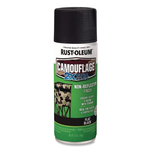 Painting | Rust-Oleum 279179 12 oz. Aerosol Can Camouflage Spray Paint - Flat Black image number 0