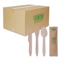 Food Service | Eco-Products EP-S215 General Purpose Fork/Knife/Napkin/Spoon Wood Cutlery - Natural (500/Carton) image number 0
