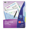 Office Jansan | Avery 16176 Write and Erase 11.13 in. x 9.25 in. 5-Tab 3-Hold Punched Durable Plastic Dividers with Slash Pocket - Assorted (1-Set) image number 0