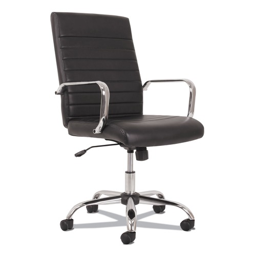 Office Chairs | Basyx BSXVST511 5-Eleven 17.1 in. to 20 in. Seat Height 250-lbs. Capacity Mid-Back Executive Chair - Black/Chrome image number 0