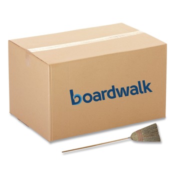 Boardwalk 12-Piece Corn Fiber Bristles 42 in. Wood Handle Parlor Broom Pack