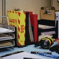 Office Jansan | Avery 18950 11 in. x 8.5 in. 1.5 in. Capacity 3-Rings Heavy-Duty Preprinted Safety Data Sheet Binder - Yellow/Red image number 3