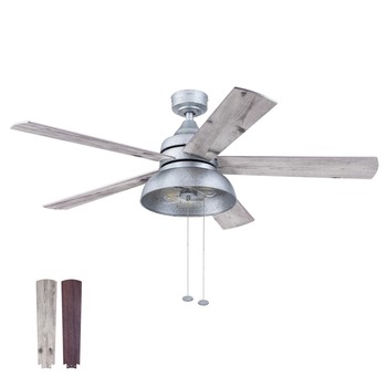 PRODUCTS | Prominence Home 51660-45 52 in. Brightondale Industrial Style Indoor Outdoor LED Ceiling Fan with Light - Galvanized
