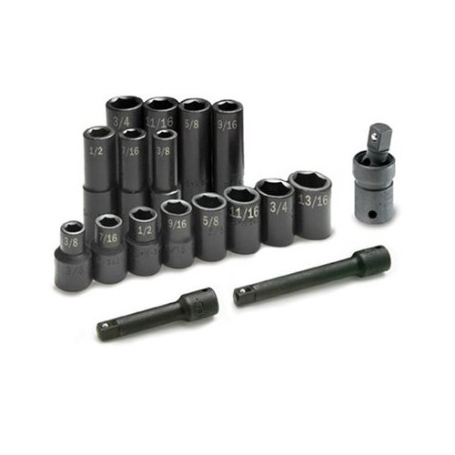 Sockets | SK Hand Tool 4050 17-Piece 1/2 in. Drive 6-Point Std/Deep Well SAE Impact Socket Set image number 0