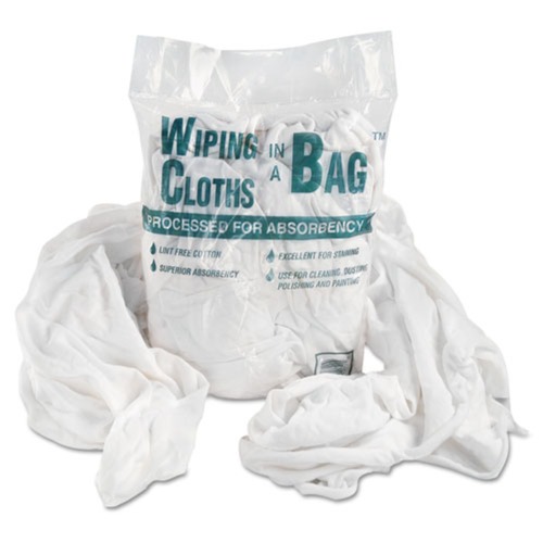 Cleaning & Janitorial Supplies | General Supply UFSN250CW01 1 lbs. Bag-A-Rags Reusable Cotton Wiping Cloths - White (1/Pack) image number 0