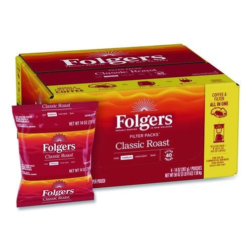 Coffee | Folgers 2550010117 1.4 oz. Classic Roast Coffee Filter Packs (40/Carton) image number 0