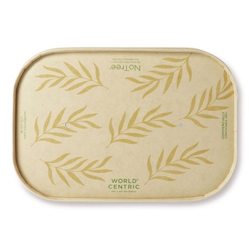 World Centric CTL-NT-16 4.7 in. x 6.8 in. x 0.8 in. Paper Lids for Containers - Natural (300/Carton)