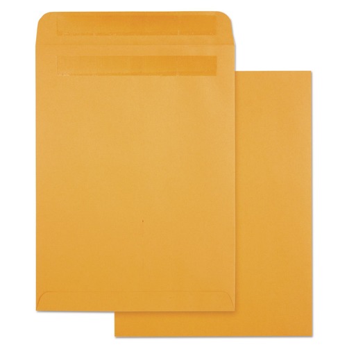 Office Jansan | Quality Park QUA43563 9 in. x 12 in. #10 1/2 Cheese Blade Flap Redi-Seal Closure High Bulk Self-Sealing Envelopes - Brown Kraft (100/Box) image number 0