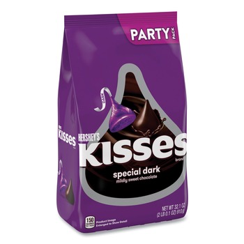 Green Rabbit 13462 KISSES 32.1 oz. Bag Party Pack Candy - Special Dark Chocolate