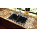 Kitchen Sinks | Elkay ELG3322BK0 Quartz Classic 33 in. x 22 in. x 9-1/2 in., Equal Double Bowl Top Mount Sink (Black) image number 2