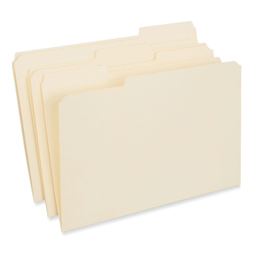Office Jansan | Universal UNV16123EE 2-Ply 1/3-Cut Assorted Top Tab File Folders - Legal Size, Manila (100/Box) image number 0