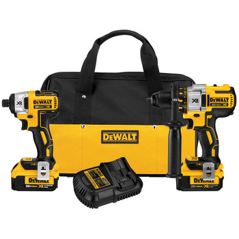 Factory Reconditioned Dewalt 20V MAX Brushless Lithium-Ion Cordless Hammer Drill and Impact Driver Combo Kit with 2 Batteries (4 Ah)