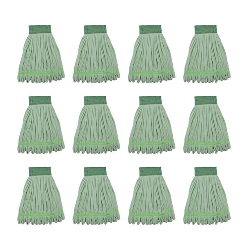 Mops | Boardwalk BWKMWTMGCT Microfiber Looped-End Wet Mop Heads - Medium, Green (12-Piece/Carton) image number 0