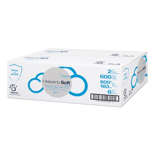 Bulk Savings Pricing 3 | Papernet 410073 Heavenly Soft Special Center Pull Towel 2-Ply 7.6 x 12 White 600 Sheets/Roll 6 Rolls/Carton image number 0
