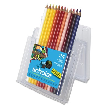 Prismacolor Scholar 3 mm 2B Colored Pencil Set - Assorted Lead and Barrel Colors (24/Set)
