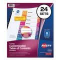 Office Jansan | Avery 11168 Ready Index 11 in. x 8.5 in. 8-Tab 1 to 8 Uncollated Customizable TOC Dividers - Multicolor Tabs/White (24/Box) image number 0