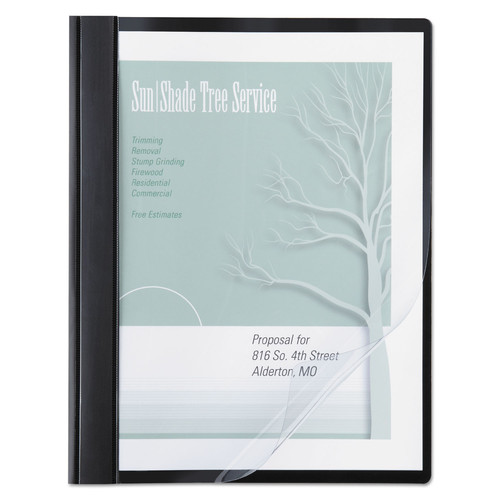 Office Jansan | ACCO A7026101A 8.5 in. x 11 in. 0.5 in. Capacity Prong Fastner Vinyl Report Cover - Clear/Black (10/Pack) image number 0