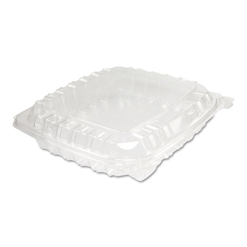 Food Trays, Containers, and Lids | Dart C89PST1 ClearSeal 8.31 in. x 8.31 in. x 2 in. Hinged-Lid Plastic Containers - Clear (2 Bags/Carton, 125/Bag) image number 0
