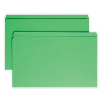 Smead Straight Tabs Legal Size 0.75 in. Expansion Reinforced Top Tab Colored File Folders - Green (100/Box)