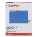 Office Jansan | Universal UNV12301 1/3-Cut Assorted Tab Interior File Folders - Letter Size, Blue (100/Box) image number 0