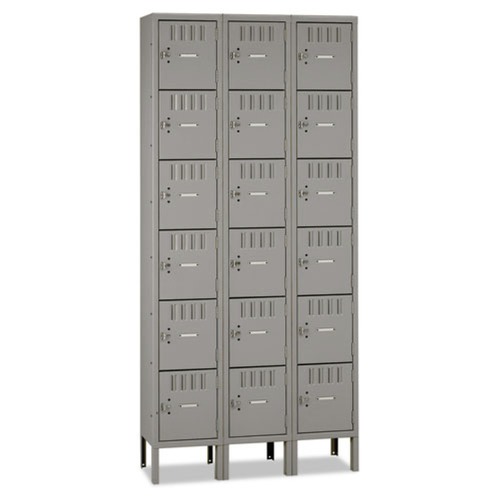 Office Filing Cabinets & Shelves | Tennsco BS6-121812-3 36 in. x 18 in. x 78 in. Triple Stack Locker with Legs - Medium Gray image number 0