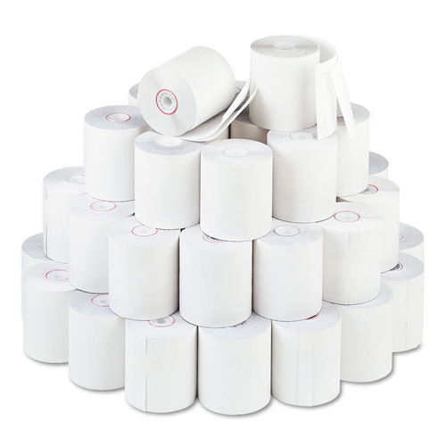 PM Company 7832 Carbonless 3 in. x 90 ft. Impact Printing Paper Rolls - White (50 Rolls/Carton) image number 0