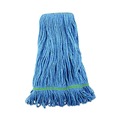 Mops | Boardwalk BWK502BLNBCT Super Loop Cotton/Synthetic Fiber Wet Mop Head with 1 in. Headband - Blue (12/Carton) image number 1