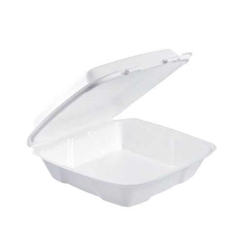 Just Launched | Dart 90HTPF1R 9 in. x 9.4 in. x 3 in. Foam Hinged Performer Perforated Lid Container - White (100/Bag, 2 Bag/Carton) image number 0