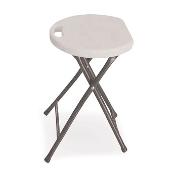 Iceberg Rough n Ready 26 in. Seat Height Backless Folding Stool Supports Up to 300 lb - White Seat/Charcoal Base (4/Carton)