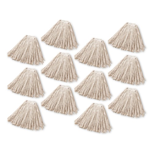 Mops | Rubbermaid Commercial FGF11800WH00 24 oz. 1 in. Band Premium Cut-End Cotton Wet Mop Head - White (12/Carton) image number 0