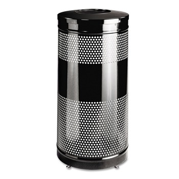 Rubbermaid Commercial 25 gal. Classics Perforated Steel Open Top Receptacle - Black