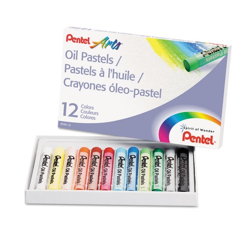 Office Jansan | Pentel PHN-12 0.38 in. Diameter x 2.38 in. Oil Pastel Set With Carrying Case - 12 Assorted Colors (1-Set) image number 0