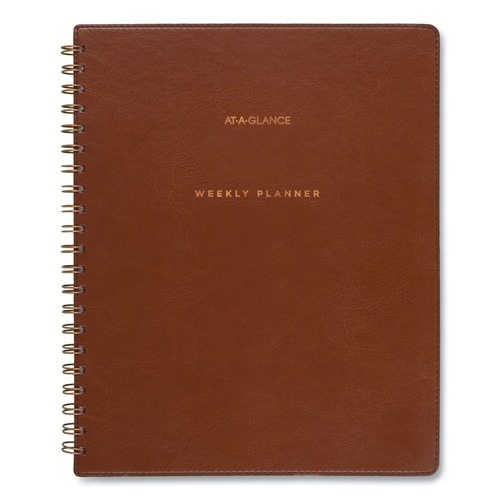  | AT-A-GLANCE YP905A09 13-Month: Jul 2024 to Jul 2025 11.5 in. x 8 in. Signature Collection Academic Weekly/Monthly Planners - Distressed Brown Cover image number 0