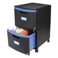 Storex 61314U01C 14.75 in. x 18.25 in. x 26 in. Two Drawer Mobile Filing Cabinet - Black/Blue image number 4
