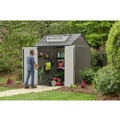 Office Furniture & Lighting | Rubbermaid 2145548 337 cu-ft. 7 ft. x 7 ft. x 8 ft. Storage Shed - Brown image number 4