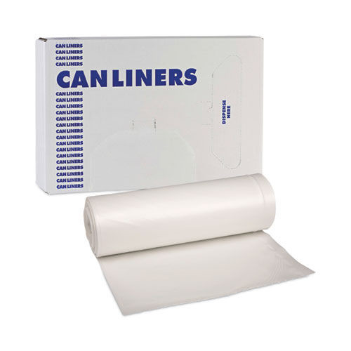 Bulk Savings Pricing 2 | Boardwalk H6639HWKGR1 33 in. x 39 in. 33 gal. 0.6 mil Perforated Roll Low-Density Waste Can Liners - White (150/Carton) image number 0