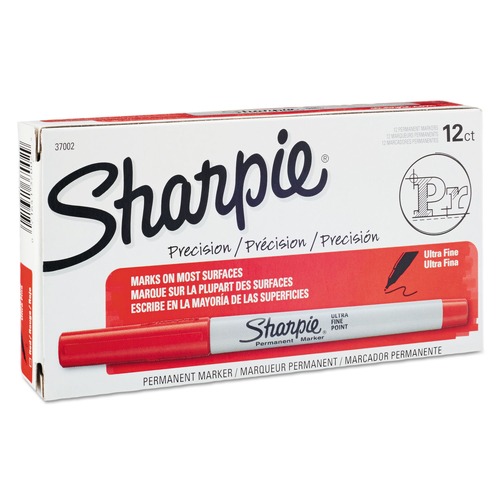 Office Jansan | Sharpie 37002 Ultra Fine Needle Tip Permanent Marker - Red (1-Dozen) image number 0