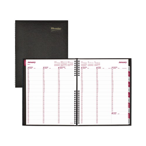 Brownline 12-Month (Jan to Dec) 2026 11 in. x 8.5 in. CoilPro Weekly Appointment Book in Columnar Format - Black Lizard-Look Cover
