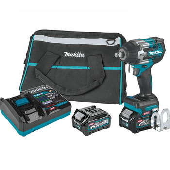 Makita GWT07D 40V Max XGT Brushless Lithium-Ion Cordless 4-Speed Mid-Torque 1/2 in. Sq. Drive Impact Wrench Kit with Friction Ring Anvil and 2 Batteries (2.5Ah)