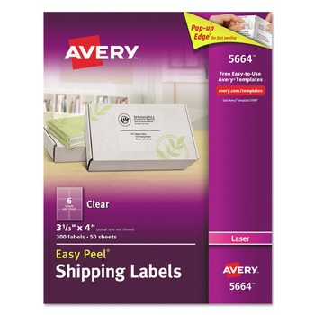Avery 3.33 in. x 4 in. Matte Clear Easy Peel Mailing Labels with Sure Feed Technology for Laser Printers - Clear (6/Sheet, 50 Sheets/Box)