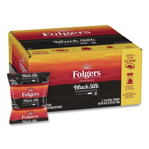 Coffee | Folgers 2550000016 1.4 oz. Coffee Filter Packs - Black Silk (40/Carton) image number 0