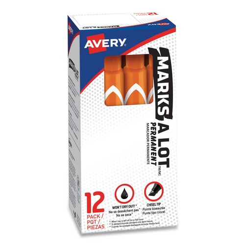 Office Jansan | Avery 08883 MARKS A LOT Broad Chisel Tip Large Desk-Style Permanent Marker - Orange (1-Dozen) image number 0