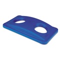 Trash Cans | Rubbermaid Commercial FG269288BLUE 20.38 in. x 11.38 in. x 2.75 in. Lid for Slim Jim Bottle Recycling Container - Blue image number 6