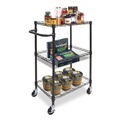 Office Jansan | Alera ALESW342416BA 28 in. x 16 in. x 39 in. 500-lbs. Capacity 3-Tier Wire Rolling Cart - Black Anthracite image number 4