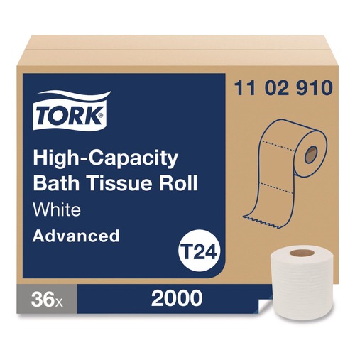 Cleaning & Janitorial Supplies | Tork 1102910 Advanced High Capacity Bath Tissue Septic Safe 1-Ply White 2,000 Sheets 36 Rolls/Carton image number 0