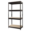 Office Filing Cabinets & Shelves | Alera 26109 30 in. x 16 in. x 60 in. 4-Shelf Steel Shelving Unit with Particleboard Shelves - Black image number 1