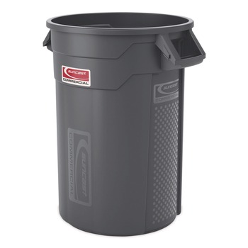 Suncast Commercial Injection Molded Utility Trash Can, 32 gal, Plastic/Resin, Gray