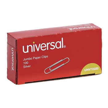 Universal Smooth Paper Clips - Jumbo, Silver (100/Box, 10 Boxes/Pack)