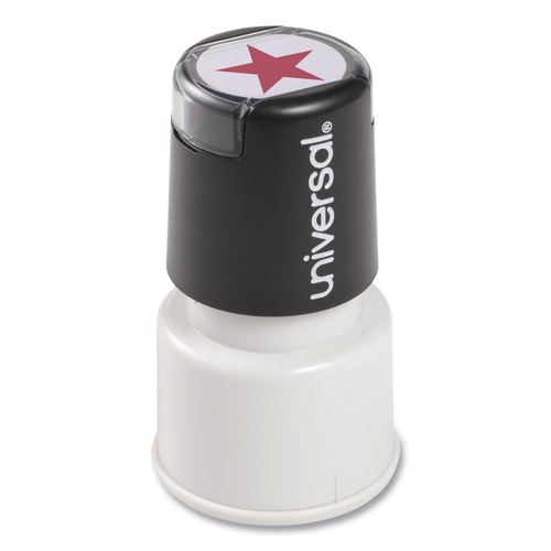  | Universal UNV10081 Pre-Inked/Re-Inkable STAR Round Message Stamp - Red Ink image number 0