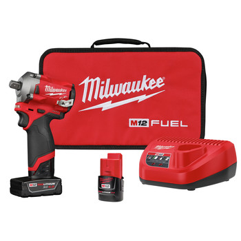 Milwaukee 2555P-22 M12 FUEL Stubby 1/2 in. Impact Wrench Kit with Pin Detent Milwaukee 2555P-22 M12 FUEL Stubby 1/2 in. Impact Wrench Kit with Pin Detent